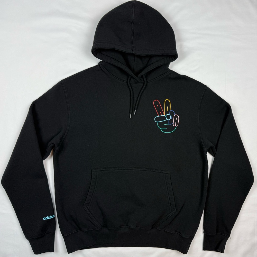 Adidas Originals Mens Peace Hoodie Sweatshirt Sz Medium Black C7